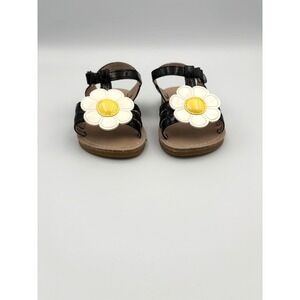 Gymboree Girls Black, White & Yellow Daisy Flower Sandals Size 5